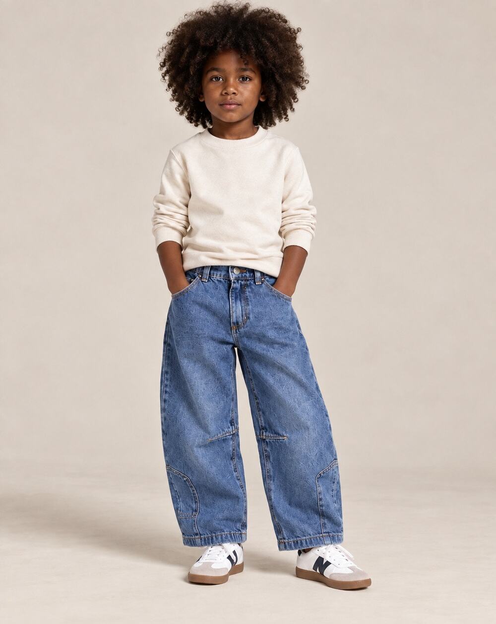 Zara Girls' Barrel Jeans - Blue Denim (5-6 Years)